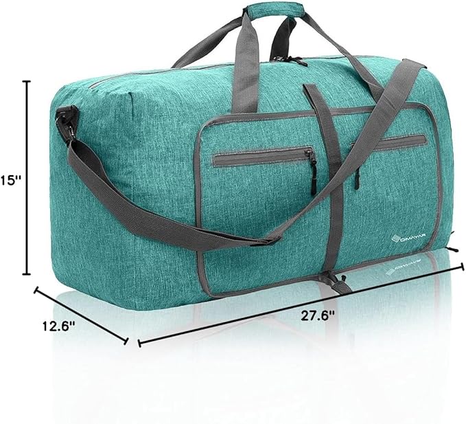 Dimayar 85L Travel Duffle Bag for Men Women - Foldable Duffel Bag with Shoes Compartment - Overnight Bags Waterproof & Tear Resistant(Mint Green)