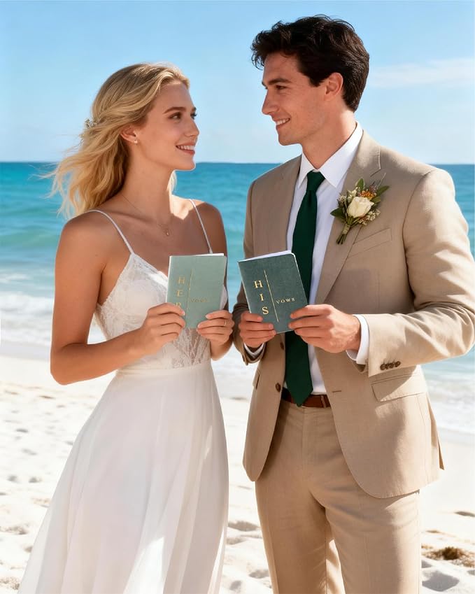 Vow Books His and Hers, Wedding Vow Books with Soft Touch Gold Foil Engraving, Wedding Essentials, Wedding Accessories