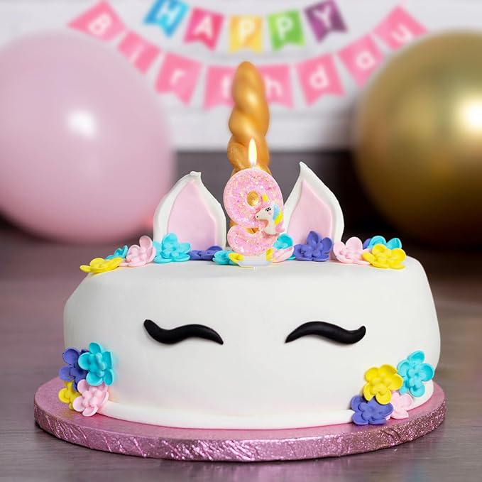 Birthday Candles - Number 9 Candle, 9th Birthday Decorations for Girl, Pink Unicorn Candles for Cake Topper, Cartoon Theme Party Supplies