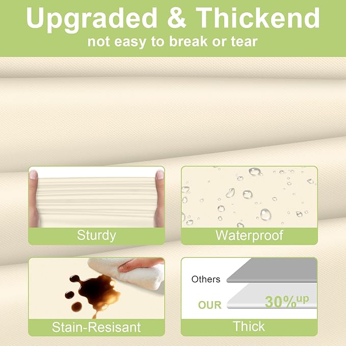 QIKSION Ivory Plastic Table Cloth Disposable 3 Pack, 54 x 108 Inch Beige Tablecloths for Party, Baby Shower, Harvest, Fall, Thanksgiving Decorations, Cream Rectangle Table Cover