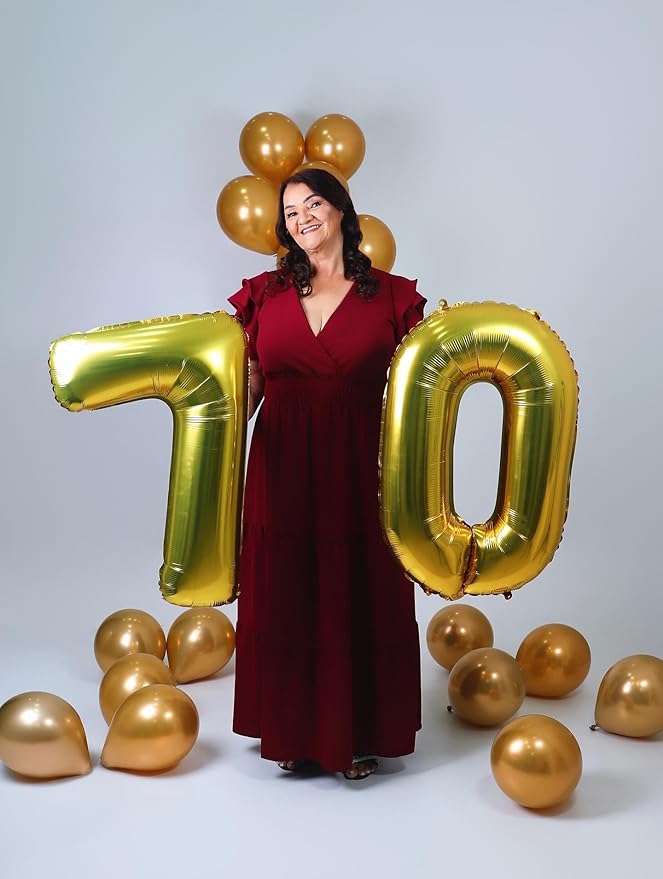 40 Inch Gold Number 7 Balloon, Giant 7 Number Balloons for 7th Birthday Decorations, Party Supplies for Baby Boy Girl, Gold Party Decor