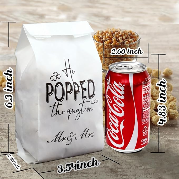 ANTING He Popped the Question Popcorn Bags Engagement Party Favors Popcorn Bags Wedding Bridal Shower Engaged Goody Snack Treat Bags Grease Resistant