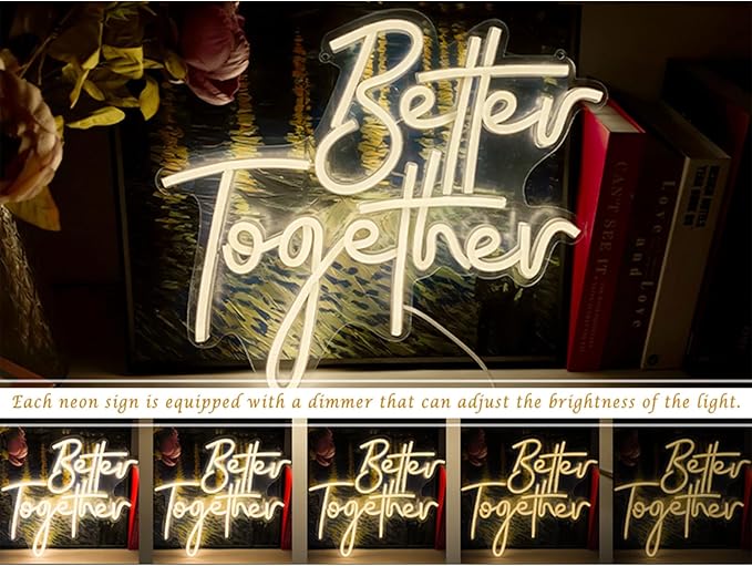 Ulalaza Better Together LED Neon Sign Night Light for Wall Party Décor Bedroom Room Bar Wedding Home Birthday Art Decoration Christmas with USB Chain Light modulator 5v