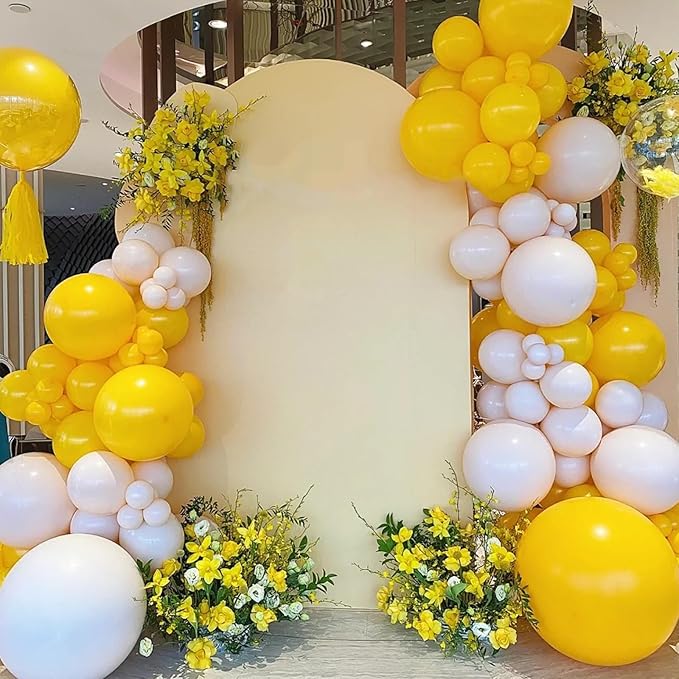 130pcs Mustard Yellow Balloons Different Sizes 18" 12" 10" 5" Lemon Yellow Latex Balloon Garland Arch Kit for Birthday Baby Shower Graduation Wedding Gender Reveal Party Decorations