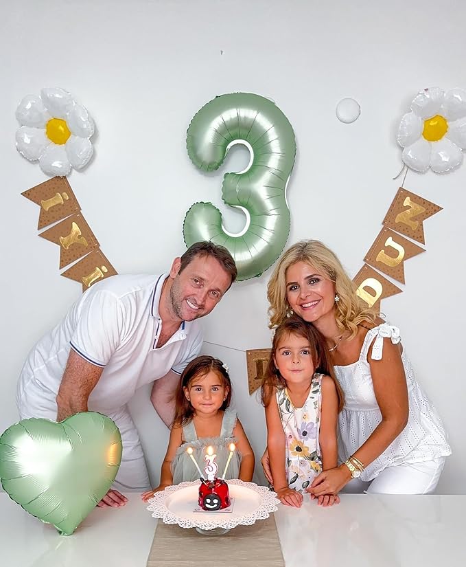 Sage Green Number 7 Balloon 40 Inch, 7 Balloon Number, 7th Birthday Decorations, Oliver Green Party Supplies for Boys Girls