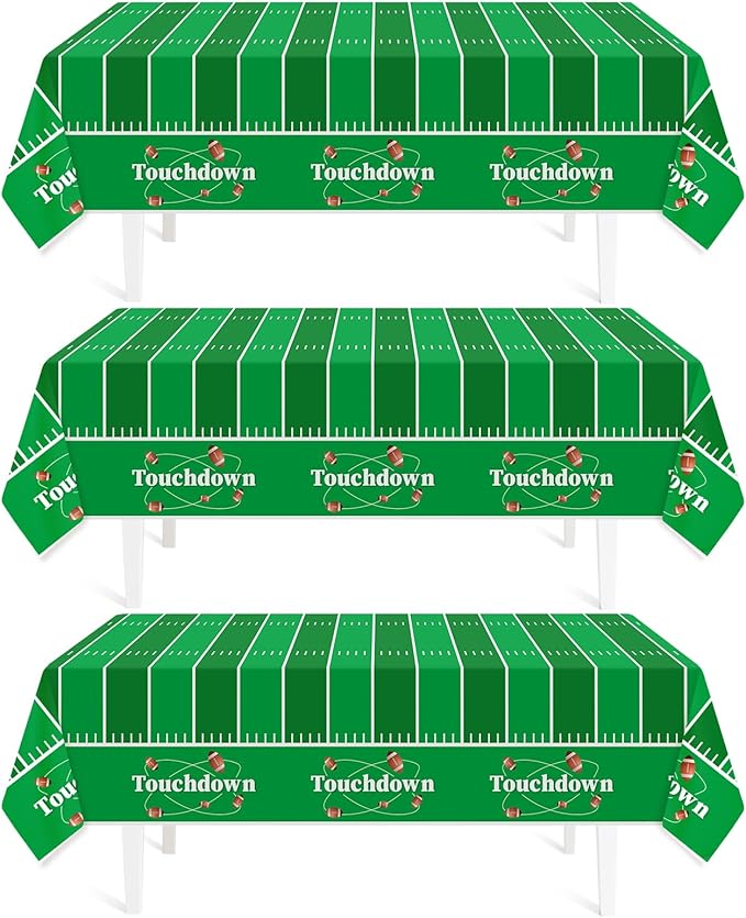 Childom Football Party Decorations,3 Pack Football Tablecloth Disposable Plastic Tablecloth 54" X 108" Plastic Table Cloth for Rectangle Tables,Birthday Party Decor,Parties Supplies for Home,Dinner