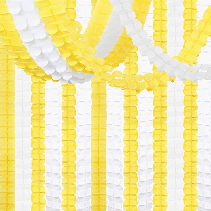 White-Yellow Party-Decorations Streamers Garland - 157Ft Four-Leaf Clover Hanging Banner,Wedding Bridal Baby Shower Birthday Sunflower Lemon Theme Decor Hugtmr