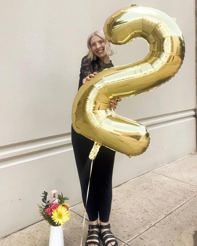 Light Gold Number 7 Balloon 40 Inch, 7th Birthday Party Decorations for Children, Giant 7 Foil Balloon for Party Supplies