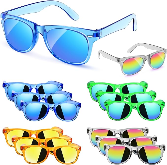 Party Favor Sunglasses for Kids - Boys Sunglasses Age 3-8 with UV 400 Protection, Neon Glasses for kids Birthday Parties, Valentines Easter, Summer Beach Pool Party Goodie Bags Stuffers - 12 Packs