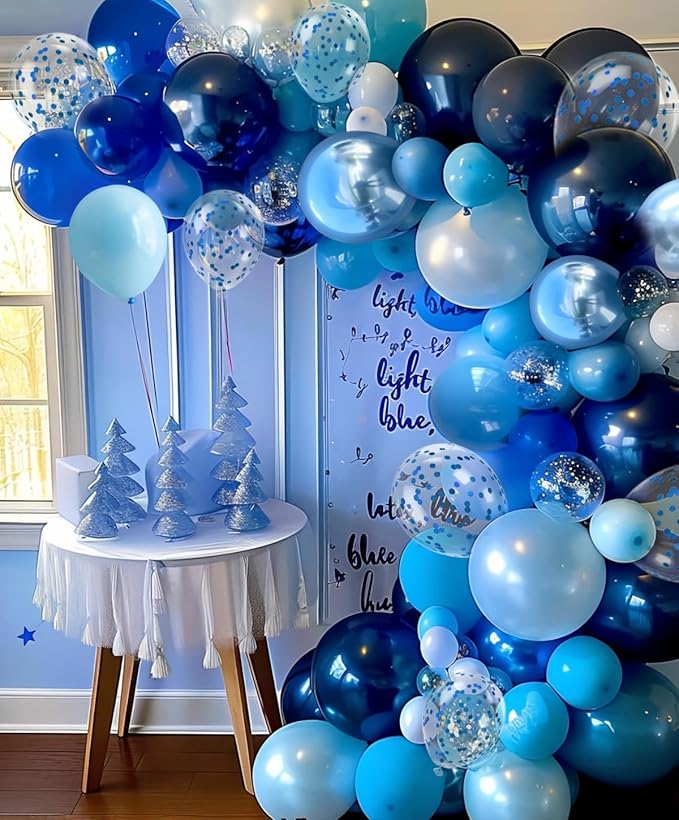 300 Pcs Blue Balloons 12 Inch Different Shades of Blue Party Balloon Set, Suitable for Wedding, Graduation, Birthday Party Various Event Decorations