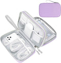 FYY Electronic Organizer, Large Travel Cable Organizer Bag Pouch Electronic Accessories Carry Case Portable Waterproof Double Layers All-in-One Storage Bag for Cable, Cord, Charger, Light Purple