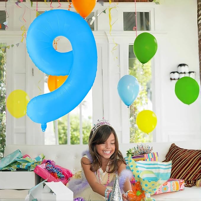 Fluorescent Blue Number Balloon 40 inch Giant Foil Helium Balloons Blue Number 3 Balloon for 3rd Birthday Party Decorations