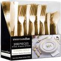 Gold Plastic Silverware Set (200-Pack) – Disposable Heavy Duty Cutlery, 67 Forks, 67 Knives, 67 Spoons for Parties, Weddings, Dinners & Holidays