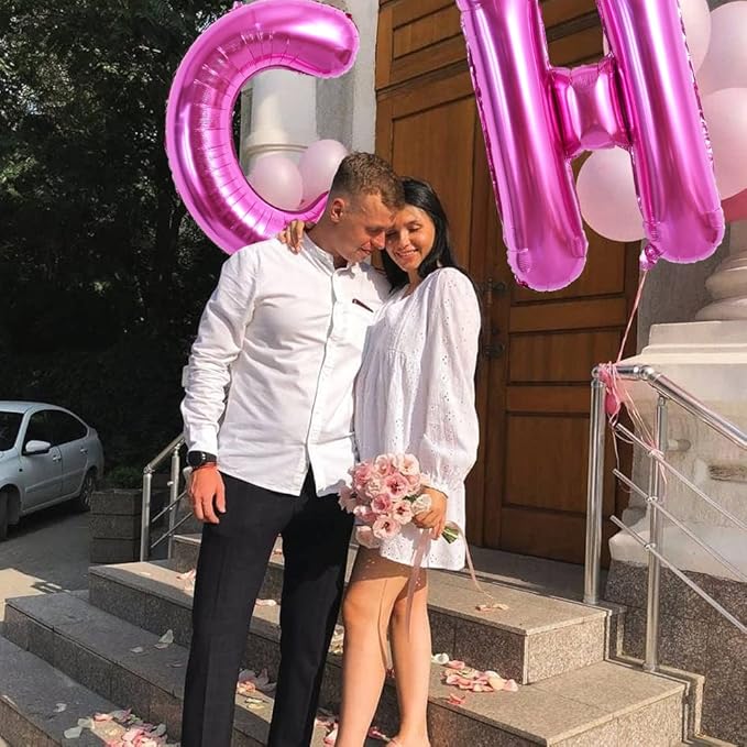TONIFUL 40 Inch Large Rose Red Letter H Balloons - Giant Hot Pink Alphabet Letter Balloons for Birthday Party Anniversary Supplies Decorations