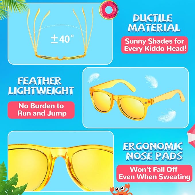 Kids Sunglasses Bulk Party Favors - 24Packs Boys Girls Sunglasses for Kids Age 3-8, Neon Sunglass with UV400 Protection, Goodie Bags Stuffers for Kid Birthday Party Supplies, End of Year Student Gifts