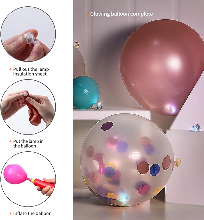 Aogist 100pcs Mini Lights,Long Standby Time Waterproof LED Balloon Light,Battery Powered,Ball Lamp for Balloon Paper Lantern Birthday Party Christmas Halloween (Multi-Colored, 100 PCS-Hook)