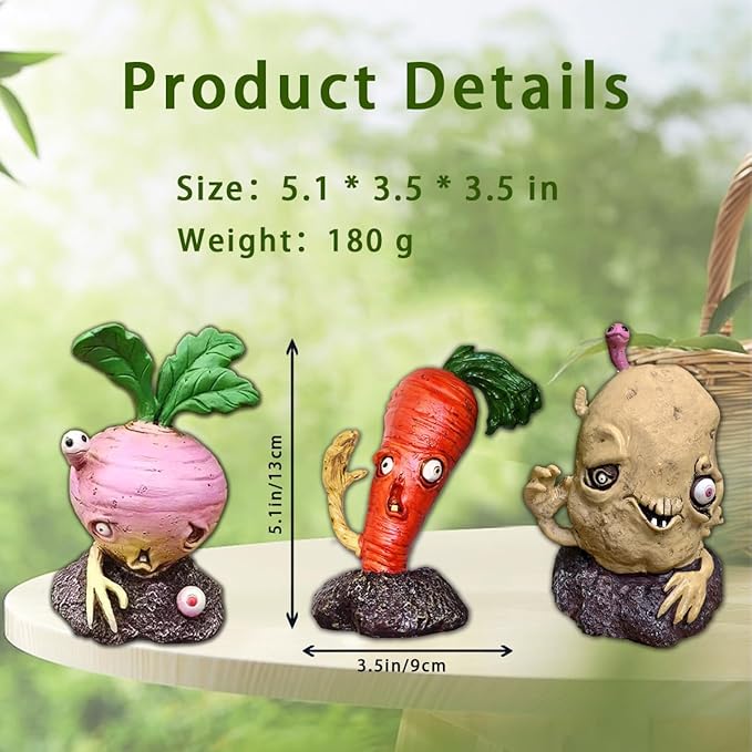 Halloween Vegetable Zombie Statue,Realistic Carrot Potato Zombie Garden Sculpture,Halloween Garden Decor,Outdoor Decorations for Patio Yard Walking Dead Zombie Gnome Graveyard Décor (Radish（A）)