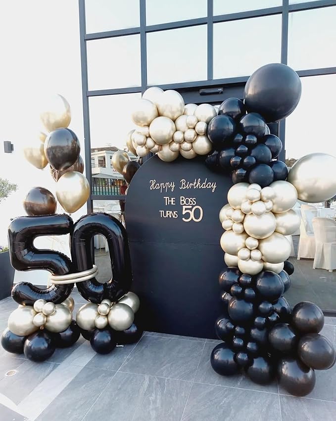 Black Number 50 Balloon 40 inch, 50 Number Balloons, 50th Black Birthday Decorations, 50 Year Old Women Men Party Supplies