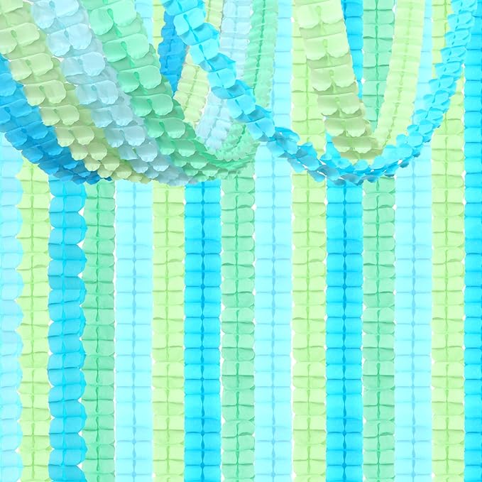 Blue-Green Party-Decorations Streamers Garland - 157Ft Four-Leaf Clover Hanging Banner, Jungle Theme Party Supplies Spring Summer Birthday Baby Bridal Shower Decor Hugtmr