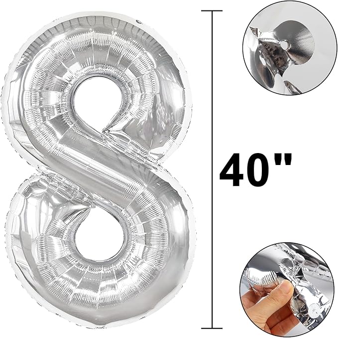 40 Inch Silver Number 28 Digital Balloon,Jumbo Mylar Foil Helium Balloon for 28 Balloons for Birthday Party,Wedding Anniversary Party Decorations