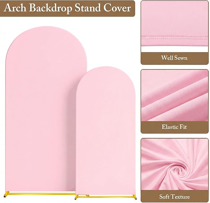 Metal Arch Backdrop Stand and Cover Set, 7.2FT, 6FT Party Backdrop, Easy to Assemble, Backdrop Stand for Parties, Birthday, Baby Shower