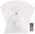 SOMIOCO Clear 50 PCS 12X16 In Cello Cellophane Treat Bags Party Favor Bags Pink Candy Cookie Bags Plastic Gift Goodie Bags with Twist Tie for Birthday,Baby shower,Wedding (Bow pattern)