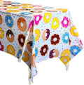 BeYumi 4Pack Donut Party Tablecloth, Rectangular Table Cover for Dining Room Kitchen Decor, Disposable Plastic Picnic TableCover for Kids Birthday, Donut Theme Party Decoration Supplies, 42.5’’ x 71’’