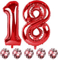 Red 18 Balloon Numbers and Confetti Balloons, 40" Number 1 and 8 Mylar Foil Balloons Self Inflating, 18th 81st Birthday Balloons Set for Boys Girls Women Men Birthday Anniversary Party Decorations