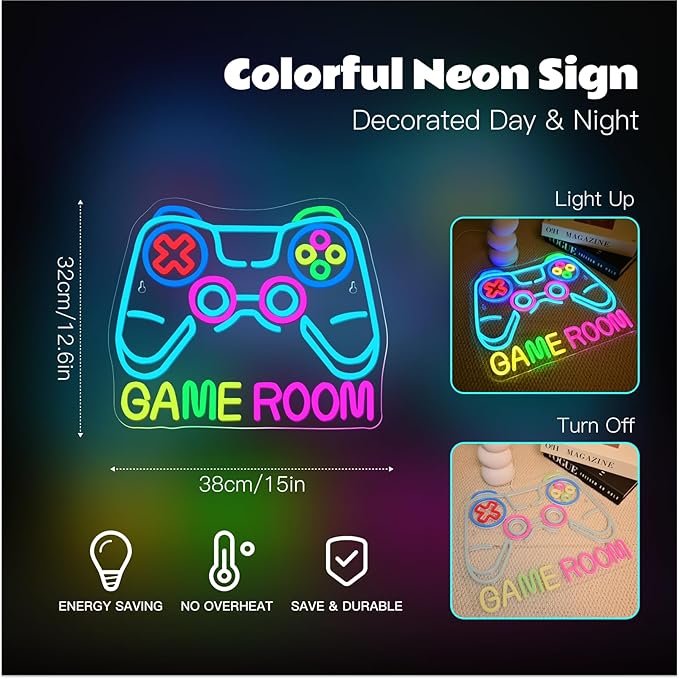 Gamerneon Game Room Neon Sign Gaming Neon Signs for Wall Decor Gameing On Led Light for Man Cave Bar Club Decor Game Players Gamer Lover Gifts
