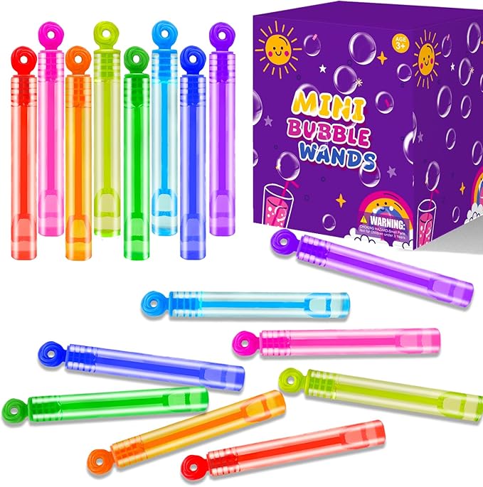 Easter Basket Goodie Bag Stuffer Fillers for Kids, 32 Pack Mini Bubble Wand Toys Gifts for Toddlers, Small Spring Birthday Camping Party Favor Supplies, Classroom School Stuff Prize Treats Non Candy
