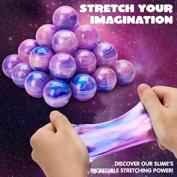 JOYIN Slime Party Favors, 24 Pack Galaxy Slime Ball - Stretchy, Non-Sticky, Mess-Free, Stress Relief, and Safe - Toys for Girls and Boys - Classroom Reward, Party Supplies
