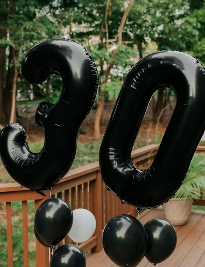 Black Number 3 Balloons – 40 Inch Giant Foil Number Balloon, Black Number Balloon for Men Women Boys Girls Birthday Graduation Anniversary Party Decorations