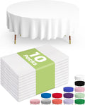 Pureegg Plastic Table Cloth Disposable 10 Pack, 84'' Round Table Cloths, Party, Picnic, Wedding, Decorative Tablecloths, Round, White Plastic Cover, Leakproof & Sturdy, White
