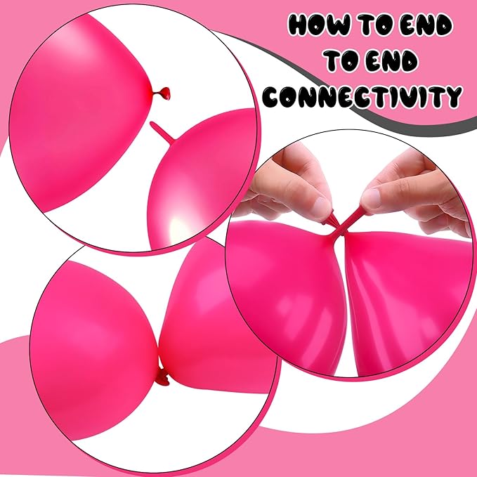 Link Balloons 6 Inch - 100 Pcs Quick Link Balloon Latex Linking Balloons Connected Linkable Balloon Birthday Wedding Party Decorations(Rose)