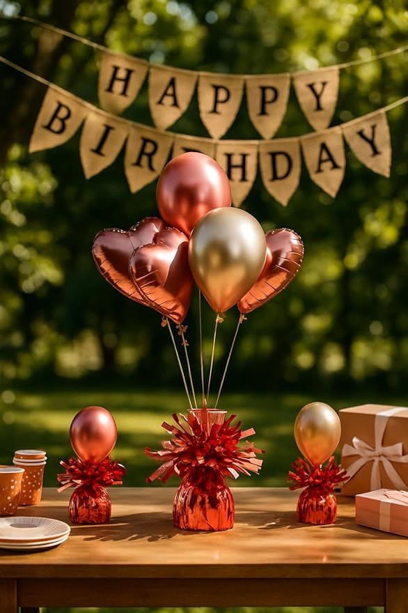 Aluminum Foil Balloon Weights for Parties (12 pcs) - 0.31lb (140g) Each - Premium Balloon Anchors for Birthday, Wedding, Dinner, Indoor & Outdoor Decorations(Red 12pcs)