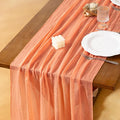Socomi 3pcs Peach Orange Easter Spring Gauze Cheesecloth Table Runner 120 Inch Rustic Boho Cheese Cloth Runner for Wedding Party Baby Bridal Shower Centerpiece Decoration Holiday Home Decorations