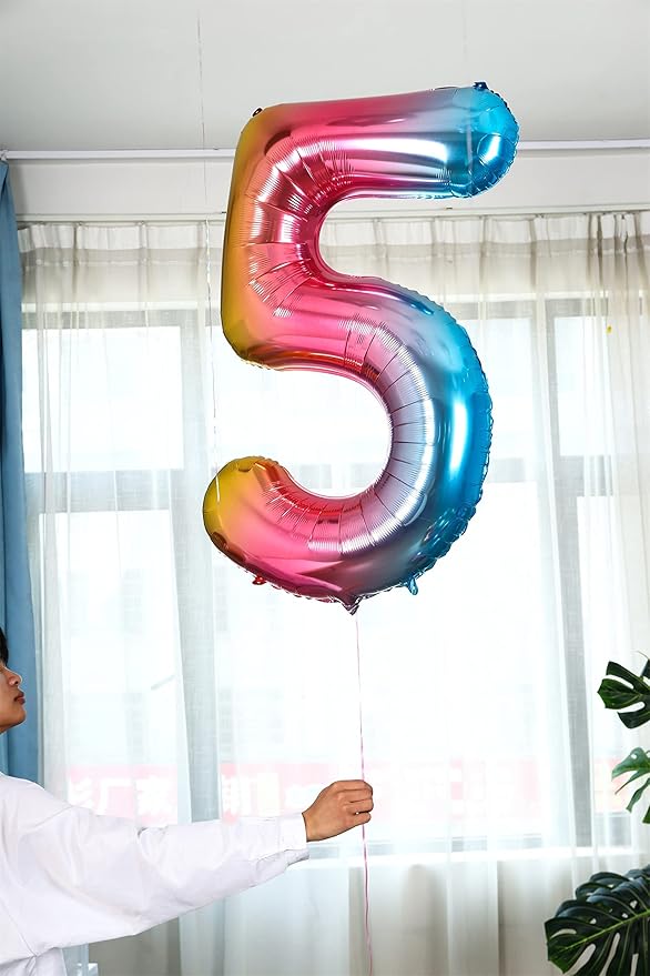 Number Balloon | Number 9 Balloon for 9th Rainbow Birthday Decorations | Giant Multicolor Mylar 9 Balloon Number - 40 Inch | Big Foil Colorful 9 Birthday Balloon for Anniversary Party Supplies Favors