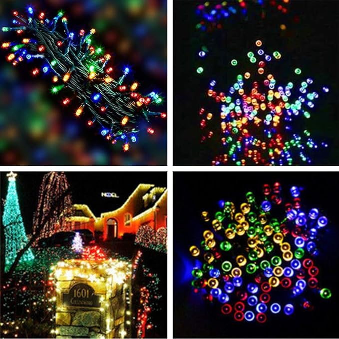 HOME LIGHTING 66ft Christmas Decorative Mini Lights, 200 LED Green Wire Fairy Starry String Lights Plug in, 8 Lighting Modes, for Indoor Outdoor Xmas Tree Wedding Party Decoration (Multicolor)