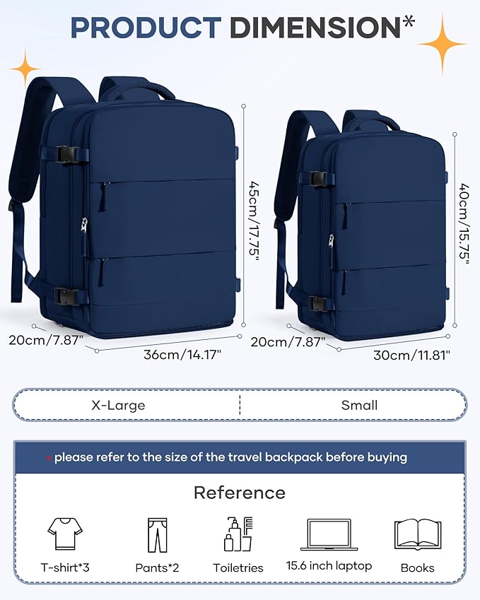 coofay Travel Backpack Carry on Flight Approved Carry on Backpack for Airplanes Personal Item Travel Bag 18x14x8 Inches Traveling Backpacks Airback Backpacks for Traveling Mochila de Viaje