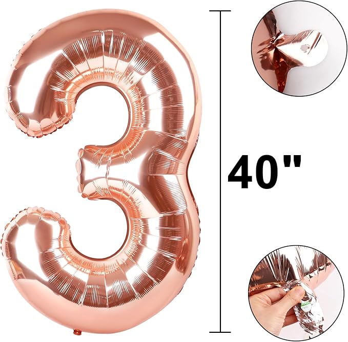40 Inch Rose Gold Balloon Number 13 Balloon,Jumbo Mylar Foil Helium Balloon for 13 Digital Balloons for Birthday Party,Wedding Anniversary Party Decorations