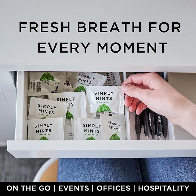 SIMPLY Peppermint Breath Mints, Individually Wrapped Breath Mints in Bulk, 500 Packets (2 per Packet), | Perfect for Office, School, Travel, Party Favors, Restaurants & Hospitality