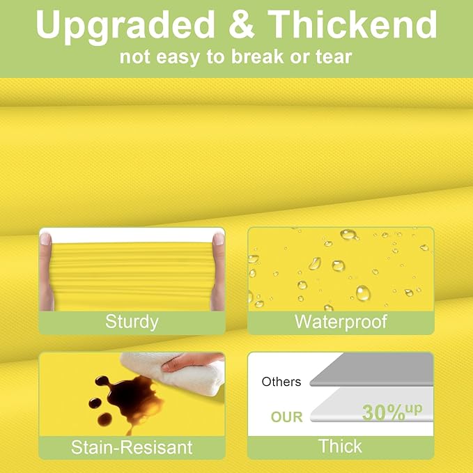 QIKSION Yellow Plastic Table Cloth Disposable 6 Pack, 54 x 108 Inch Tablecloths for Birthday Party, Easter Decorations, Rectangle Table Cover