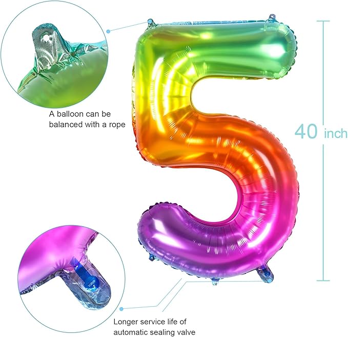 16 Balloon Numbers, Sweet 16 Balloons for 16th Birthday Party Decorations, 40" Multicolor Large Balloons, Large Mylar Rainbow Balloons, Anniversary Decor Jumbo Colorful Foil Balloon