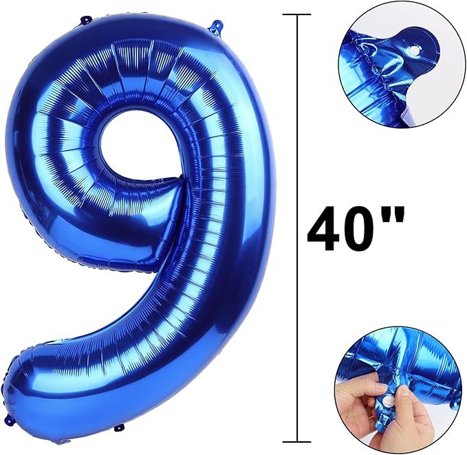 40 inch Navy Blue Number 9 Balloon Jumbo 19 29 39 90 99 Foil BalloonsGiant Large 9 Foil Balloon for Birthdays, Anniversaries, Graduations, 9th Birthday Decorations for Kids