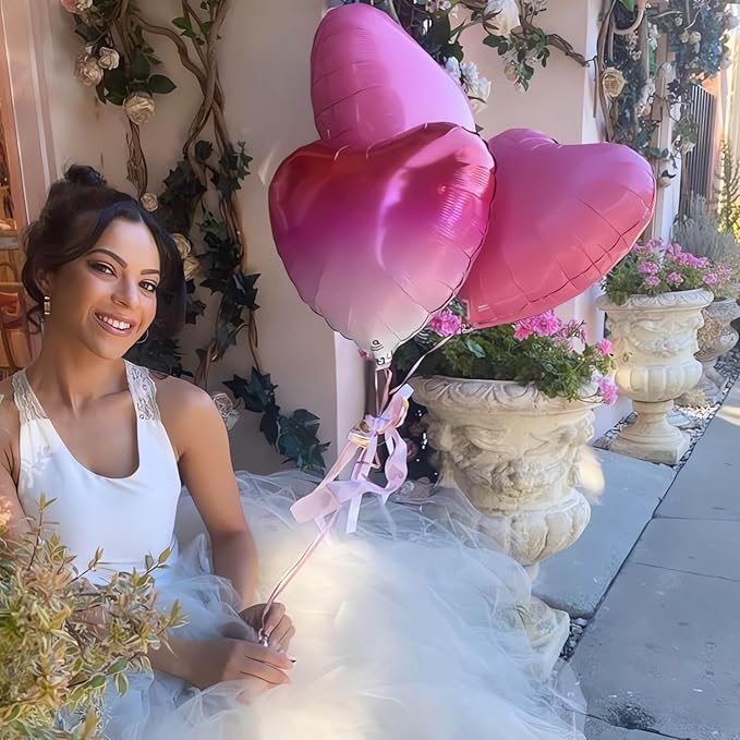 Gradient Pink Heart Shaped balloons Pack of 10,18 Inch Love Valentine Balloons Heart Romantic Balloons For Valentines Day Propose Marriage Wedding Bridal Shower Engagement Party Decorations