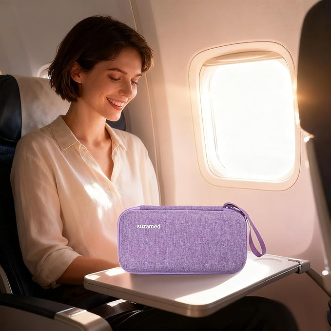 suzamed Insulin Cooler Travel Case,EVA Insulation Travel Medicine Kit with 2 Ice Packs for Diabetes Care,Insulin Pen and Other Diabetic Supplies (Purple)