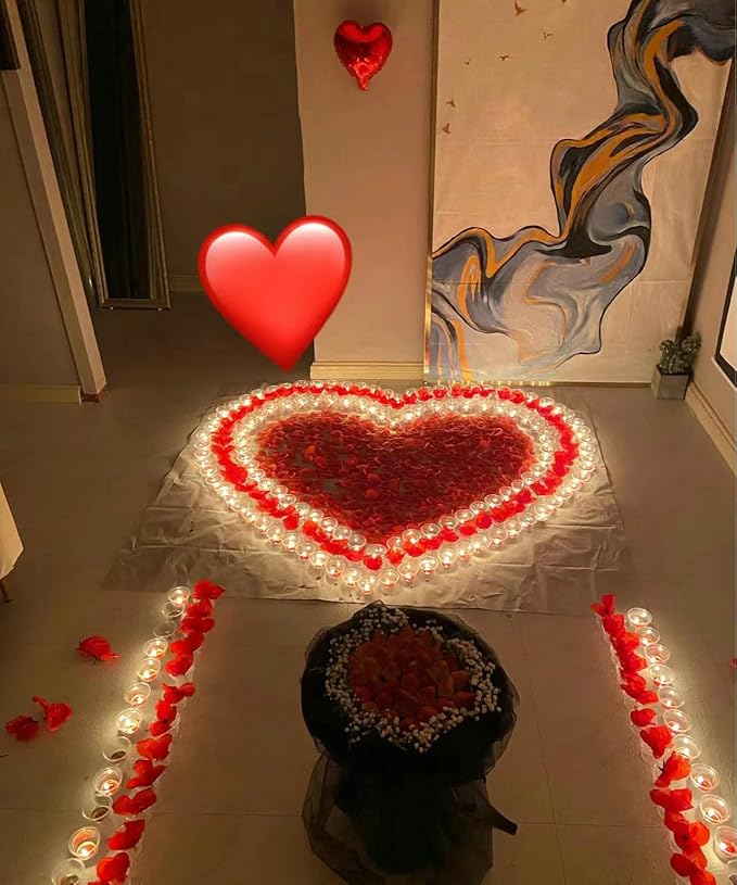 CODE FLORIST 1500 PCS Red Silk Rose Petals for Valentine's Day,Romantic Night,Wedding,Proposal Anniversary Flower Decorations(Separated,Scented)