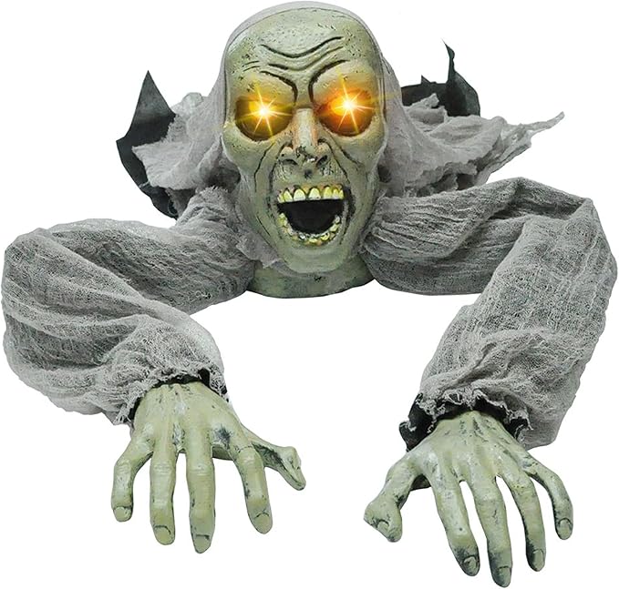 JOYIN Zombie Halloween Decoration Outdoor Groundbreaker with Sound and Flashing Eyes, Scary Halloween Graveyard Decor for Yard Garden, Outside Lawn Haunted House Prop