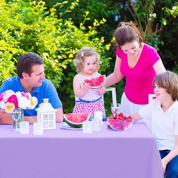 Kopokita 6PCS Light Purple Plastic Tablecloths 54 x 108 Inch, Disposable Table Cloths Rectangle Party Table Covers