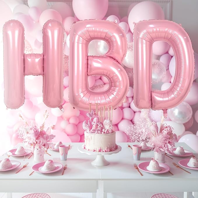 Biapian 40 Inch Letter Balloons - Giant Pink Letter A Balloon for Girls Women Birthday Party Decoration
